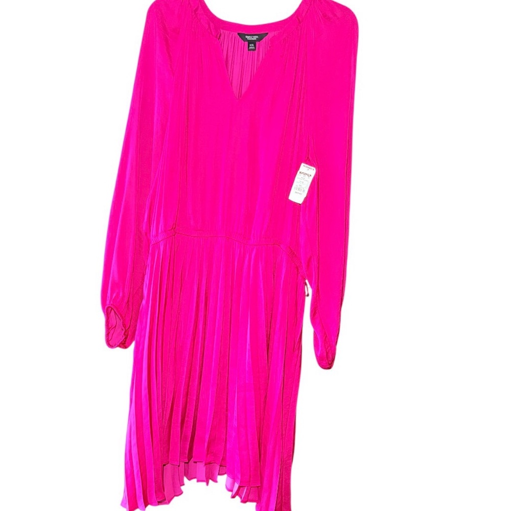 Women’s Fuchsia Long Sleeve Mini Dress Fall Winter Holiday Party XXL - Picture 2 of 8